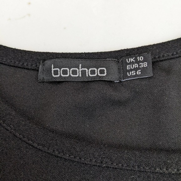 Boohoo Cold Shoulder Tiered Sleeve Top in black size 6 - Picture 7 of 9